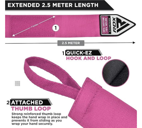 Бинти RDX HAND WRAPS 2,5 м, рожеві