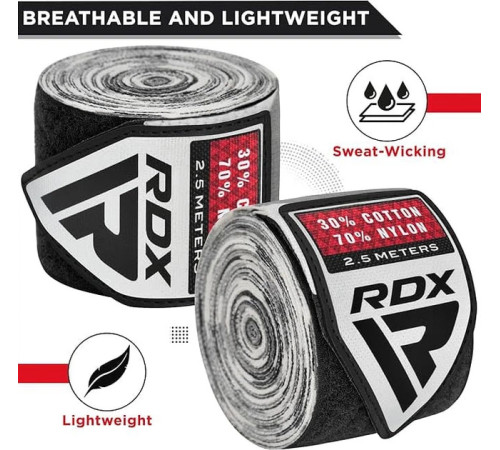 Бинти RDX HAND WRAPS 2,5 м, чорно-сірі