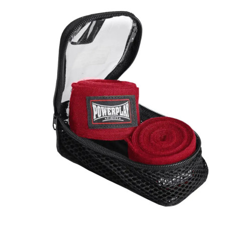 Бинти для боксу PowerPlay 3047 Lycra 4,5 м, червоні