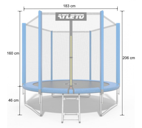 Батут Atleto 42400454 з зовнішньою сіткою 183 см синій Батут Atleto 42400454 з зовнішньою сіткою 183 см синій