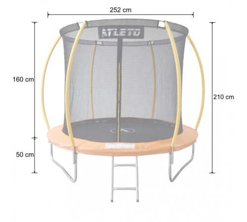 Батут дитячий 252 см з внутрішньою сіткою та драбинкою Atleto оранжевий + подарунок м'яч