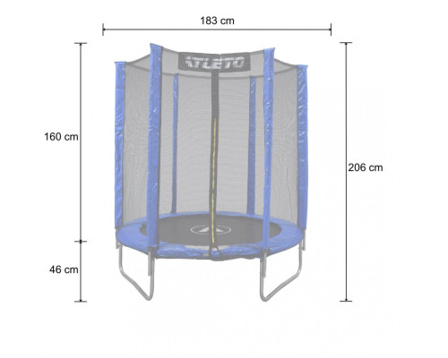 Батут дитячий з сіткою 183 см Atleto синій + подарунок м'ячик