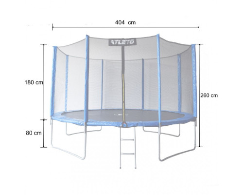 Батут дитячий з сіткою та драбинкою 252 см Atleto синій + подарунок м'ячик