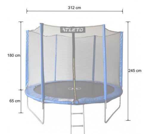 Батут дитячий з сіткою та драбинкою 312 см Atleto синій + подарунок м'ячик