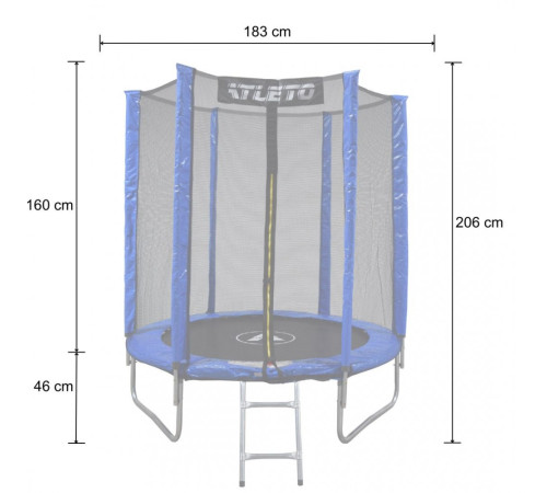 Батут дитячий з сіткою та драбинкою 183 см Atleto синій + подарунок м'ячик