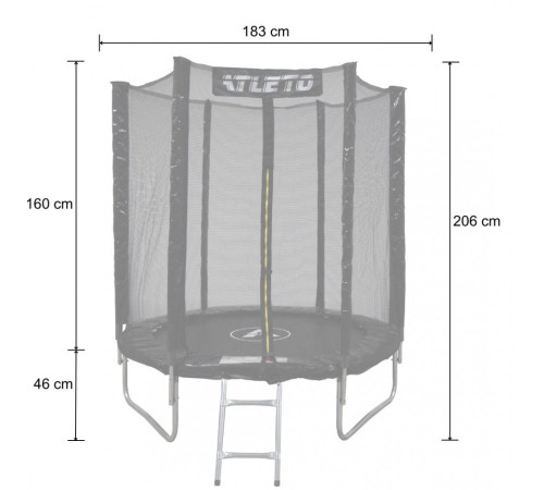 Батут дитячий з сіткою та драбинкою 183 см Atleto чорний + подарунок м'ячик