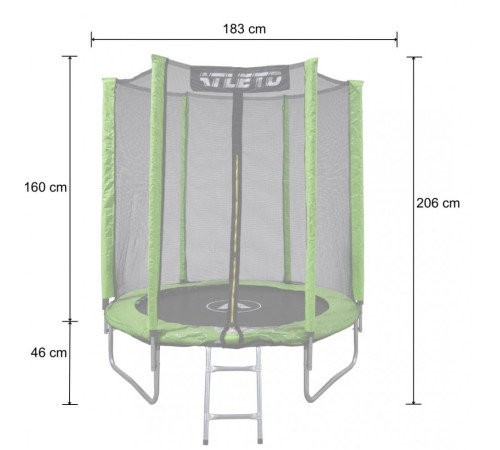 Батут дитячий з сіткою та драбинкою 183 см Atleto зелений + подарунок м'ячик