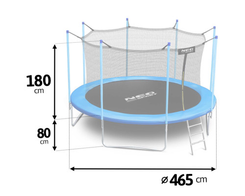 Батут садовий 15 футів/ 465 см з сіткою та драбинкою Neo-Sport