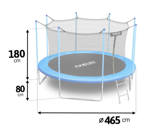 Батут садовий 15 футів/ 465 см з сіткою та драбинкою Neo-Sport