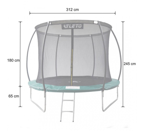 Батут дитячий 312 см з внутрішньою сіткою та драбинкою Atleto зелений