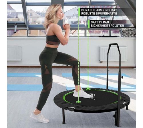 Батут для фітнесу Physionics JG86931 з поручнем 3,5 футів 101 см чорно-зелений