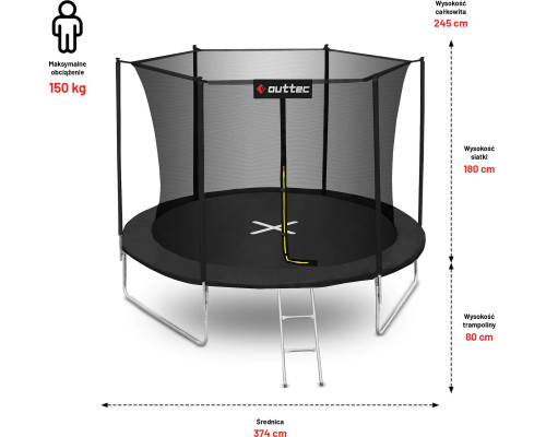 Батут OUTTEC 12FT з внутрішньою сіткою чорний