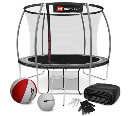 Батут Hop-Sport Premium з внутрішньою сіткою 10 футів 305 см чорно-сірий Батут Hop-Sport Premium з внутрішньою сіткою 10 футів 305 см чорно-сірий