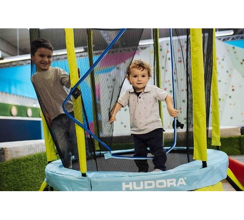 Батут Hudora Safety з внутрішньою сіткою 4.5 футів 140 см блакитно-зелений Батут Hudora Safety з внутрішньою сіткою 4.5 футів 140 см блакитно-зелений