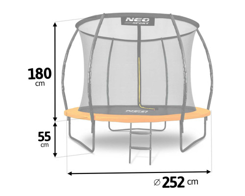 Батут садовий профільований 8 футів/ 252 см з сіткою Neo-Sport
