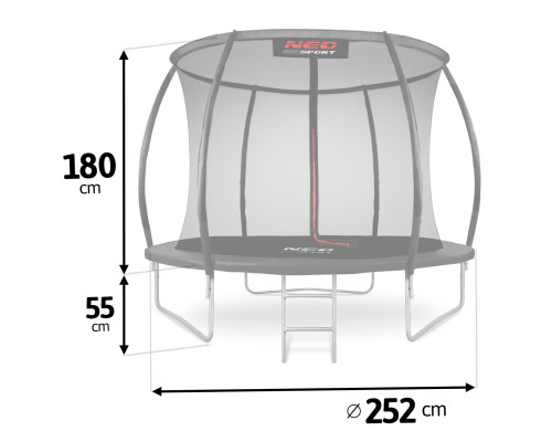 Батут садовий профільований 8футів/ 252 см з сіткою Neo-Sport