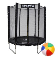 Батут Atleto 42400450 з зовнішньою сіткою 183 см чорний