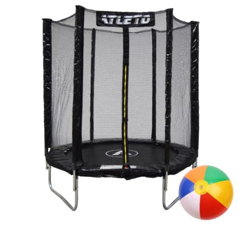 Батут Atleto 42400450 з зовнішньою сіткою 183 см чорний Батут Atleto 42400450 з зовнішньою сіткою 183 см чорний