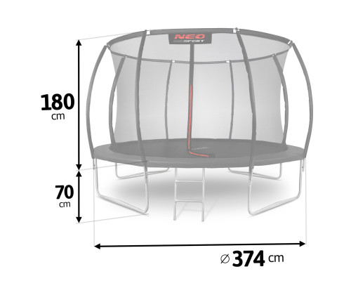 Батут садовий профільований 12 футів/ 374 см з сіткою Neo-Sport