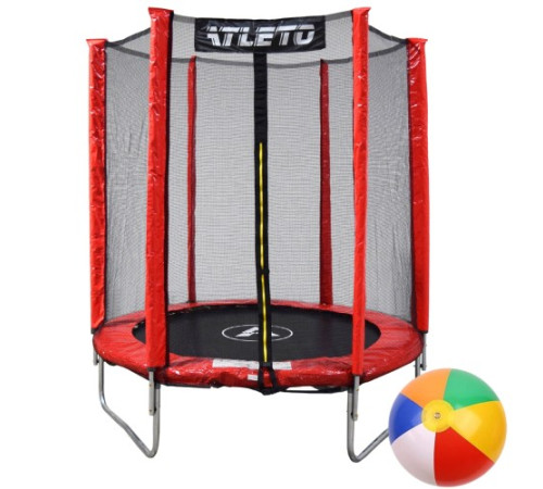 Батут Atleto 42400452 з зовнішньою сіткою 183 см червоний Батут Atleto 42400452 з зовнішньою сіткою 183 см червоний