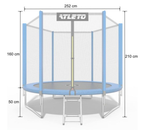 Батут Atleto 42400442 з зовнішньою сіткою 252 см синій Батут Atleto 42400442 з зовнішньою сіткою 252 см синій