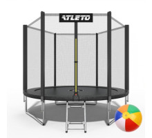 Батут Atleto 42400443 з зовнішньою сіткою 252 см чорний