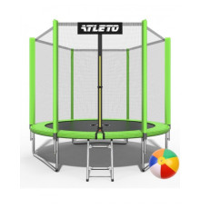 Батут Atleto 42400444 з зовнішньою сіткою 252 см зелений