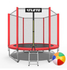 Батут Atleto 42400445 з зовнішньою сіткою 252 см червоний