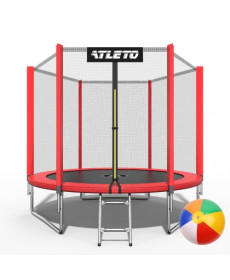 Батут Atleto 42400445 з зовнішньою сіткою 252 см червоний