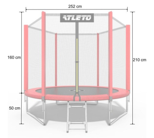 Батут Atleto 42400445 з зовнішньою сіткою 252 см червоний Батут Atleto 42400445 з зовнішньою сіткою 252 см червоний