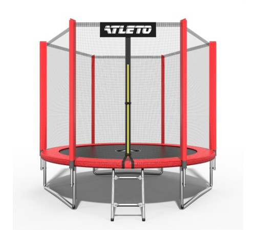 Батут Atleto 42400445 з зовнішньою сіткою 252 см червоний Батут Atleto 42400445 з зовнішньою сіткою 252 см червоний