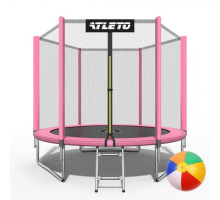 Батут Atleto 42400446 з зовнішньою сіткою 252 см рожевий