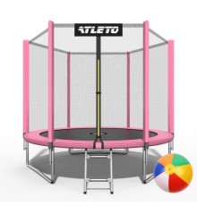 Батут Atleto 42400446 з зовнішньою сіткою 252 см рожевий