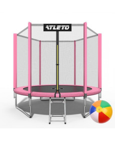 Батут Atleto 42400446 з зовнішньою сіткою 252 см рожевий