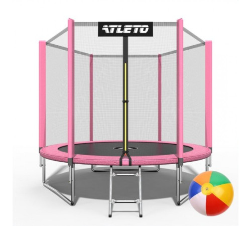 Батут Atleto 42400446 з зовнішньою сіткою 252 см рожевий Батут Atleto 42400446 з зовнішньою сіткою 252 см рожевий