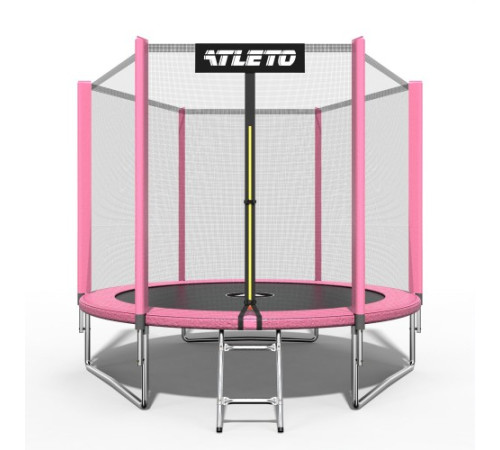 Батут Atleto 42400446 з зовнішньою сіткою 252 см рожевий Батут Atleto 42400446 з зовнішньою сіткою 252 см рожевий