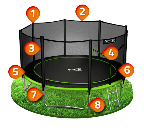 Trampolina ogrodowa 12ft/374cm z siatką zewnętrzną i drabinką Neo-Sport Trampolina ogrodowa 12ft/374cm z siatką zewnętrzną i drabinką Neo-Sport