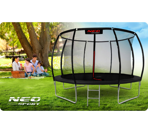 Батут Neo-Sport NS-14C231 із внутрішньою сіткою 14 футів 435 см, чорний