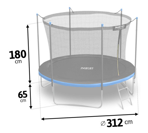 Батут садовий 10 футів/ 312 см з сіткою та драбинкою Neo-Sport