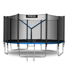 Батут Neo-Sport NS-15Z221 з зовнішньою сіткою 15 футів 465 см, чорно-синій