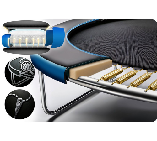 Батут Neo-Sport NS-15Z221 з зовнішньою сіткою 15 футів 465 см, чорно-синій