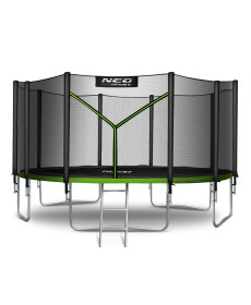 Батут Neo-Sport NS-15Z231 з зовнішньою сіткою 15 футів 465 см, чорно-зелений