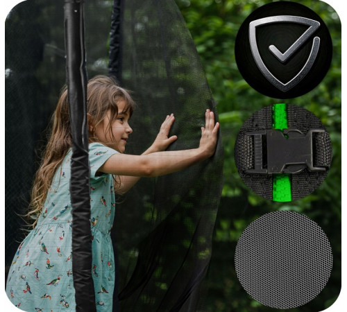 Батут Neo-Sport NS-15Z231 з зовнішньою сіткою 15 футів 465 см, чорно-зелений