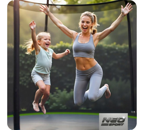 Батут Neo-Sport NS-15Z231 з зовнішньою сіткою 15 футів 465 см, чорно-зелений