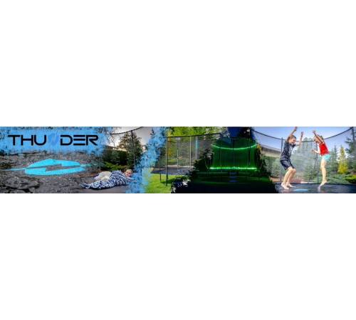 Батут THUNDER OUTSIDE PRO з зовнішньою сіткою 16 футів 488 см чорно-блакитний