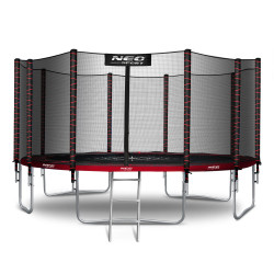 Батут Neo-Sport NS-15Z241 із зовнішньою сіткою 15 футів 465 см, чорно-червоний