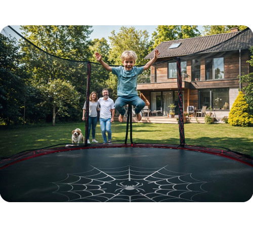 Батут Neo-Sport NS-15Z241 із зовнішньою сіткою 15 футів 465 см, чорно-червоний