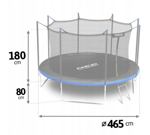 Батут Neo-Sport NS-15W241 із внутрішньою сіткою 15 футів 465 см, чорно-синій