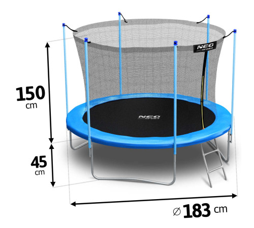 Батут садовий 6 футів/183 см Neo-Sport з внутрішньою сіткою та драбиною