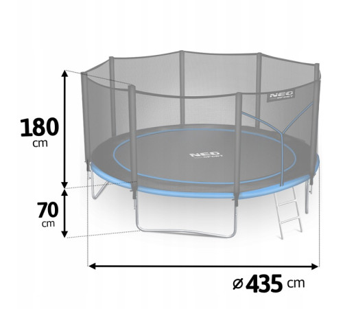 Батут Neo-Sport NS-14Z221 із зовнішньою сіткою 14 футів 435 см, чорно-синій